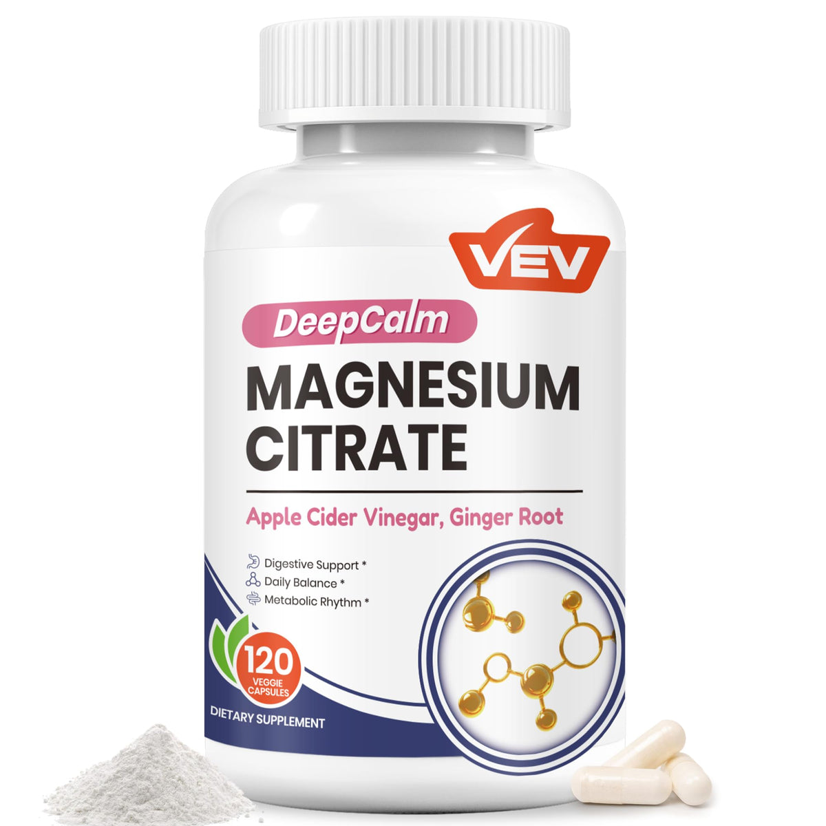 VEV Deep Calm – bouteille montrant le complément pour le confort digestif
