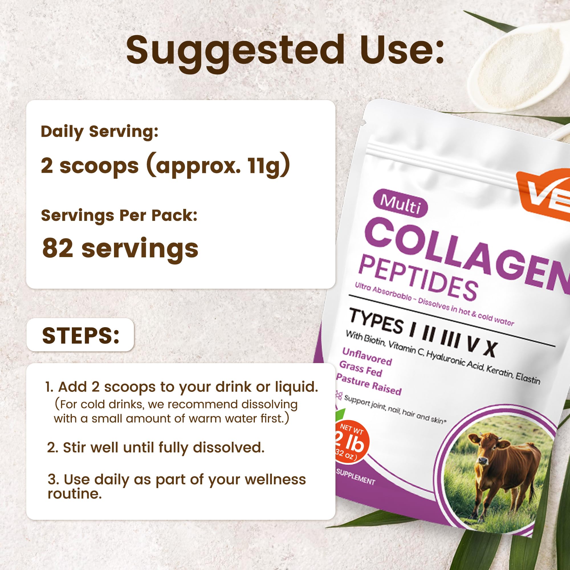 VEV Multi Collagen – sources I, II, III, V et X pour une couverture générale