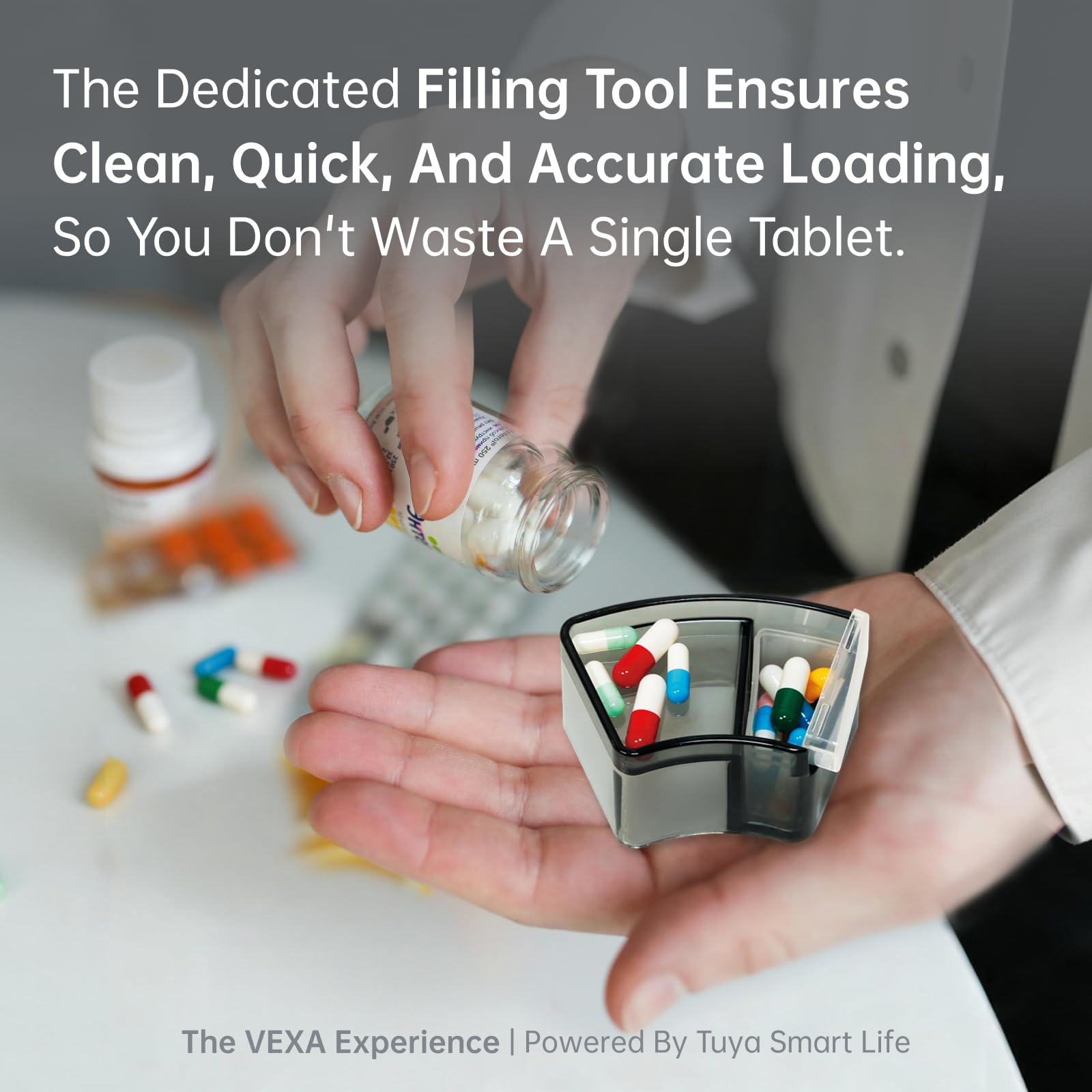Application connectée VEXA pour configurer les rappels et les dosages.