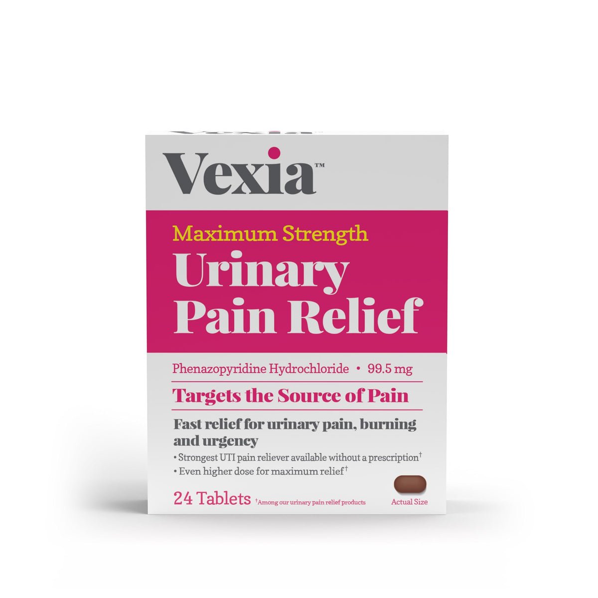 Vexia soulagement urinaire – bouteille de comprimés pour soulager douleur et brûlure