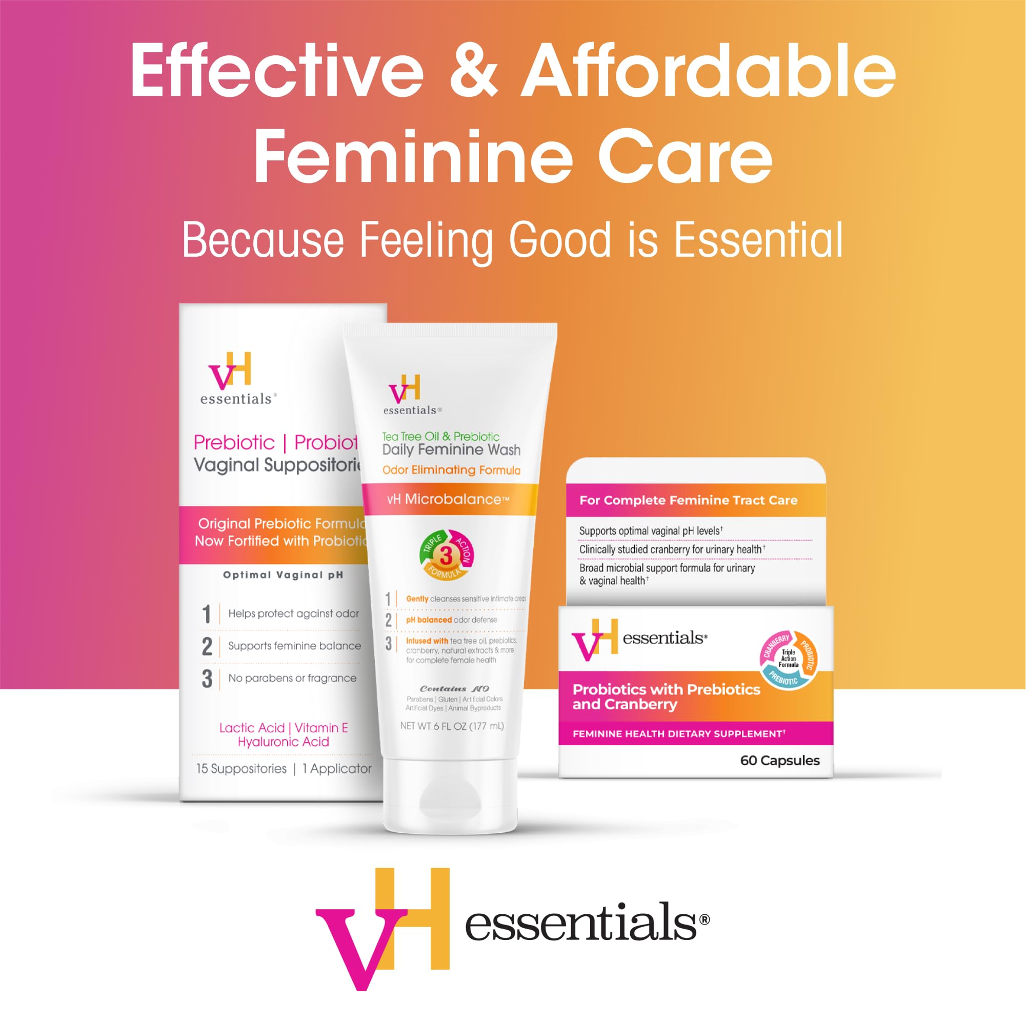 vH essentials formule sans parabènes respecte la peau.