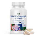 VHC Benfotiamine 600mg – bouteille claire, potentiel biodisponibilité améliorée pour le quotidien.