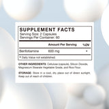 Étiquette VHC Benfotiamine sans soja et sans OGM, contemplation des ingrédients.