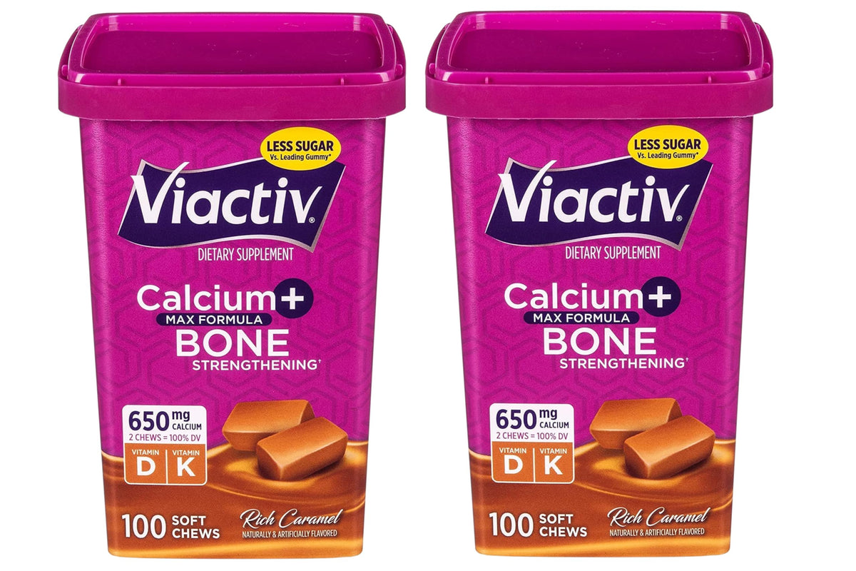 Emballage Viactiv Max Formule Calcium D3 prêt à emporter.