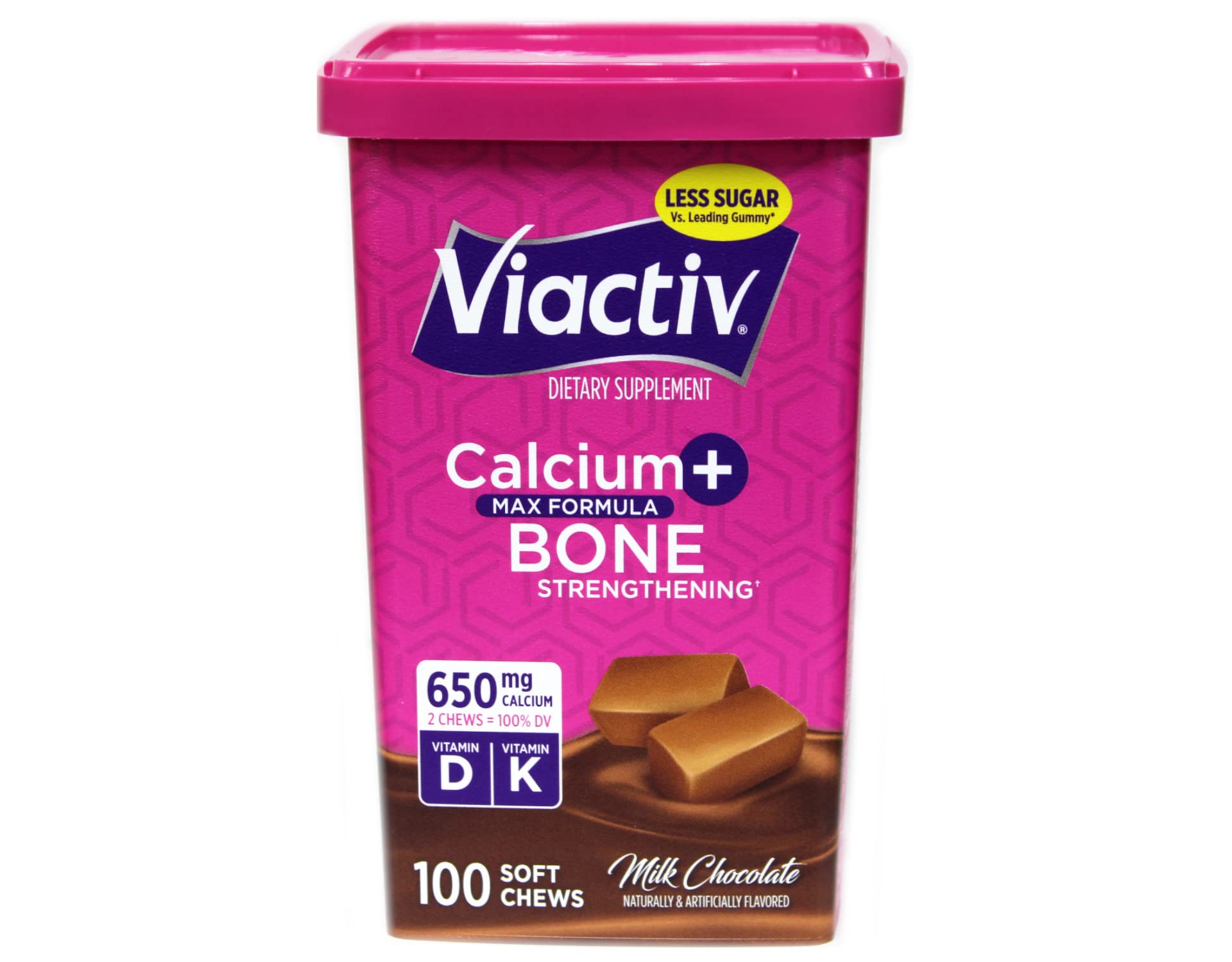 Gommes chocolat lait Viactiv Max pour un apport en calcium et D3 au quotidien.
