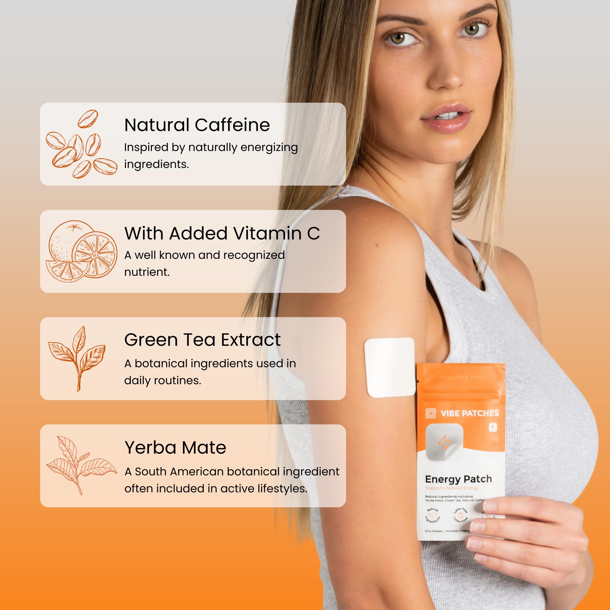 VIBE PATCHES patch-yerba-mate-application-rapide, utilisation sans effort tout au long de la journée.