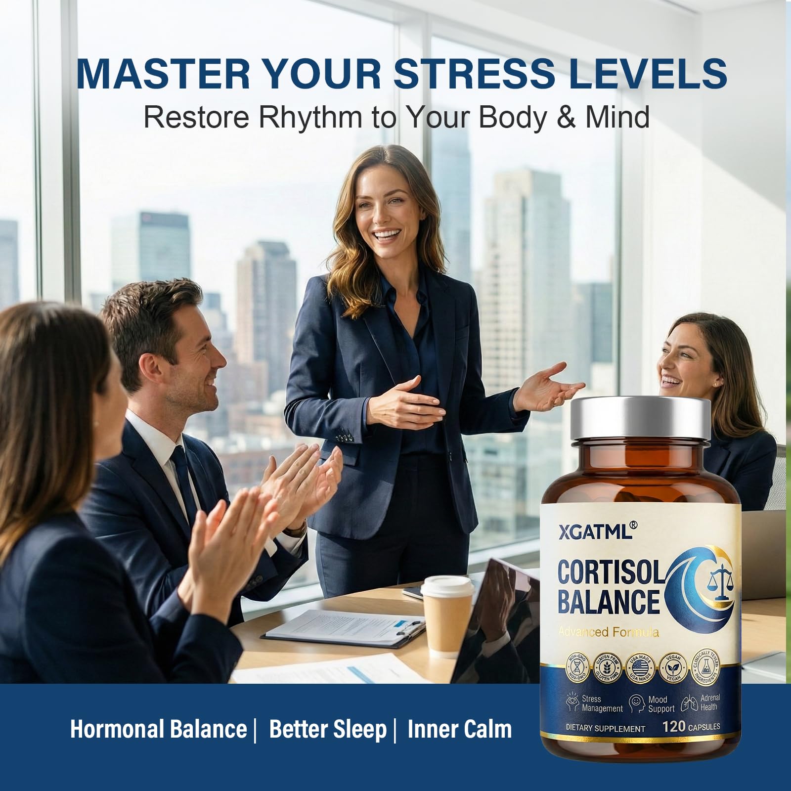 VibeGen+ bouteille de capsules relaxantes favorisant le calme intérieur.