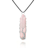 Collier VIBILIA en quartz rose arbre de vie, élégance symbolique.