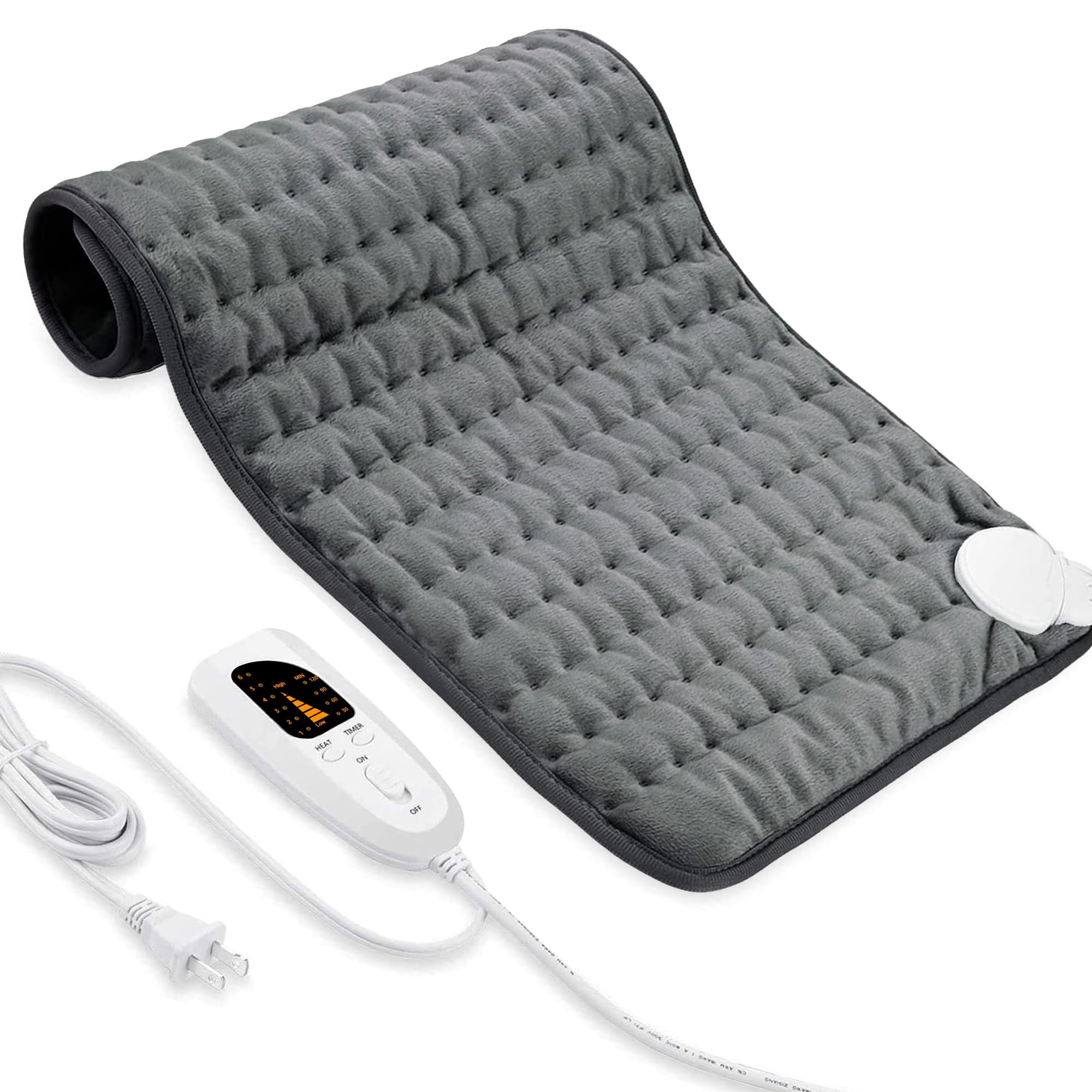 Coussin chauffant VIBOOS sur le dos et la nuque pour soulager les tensions.