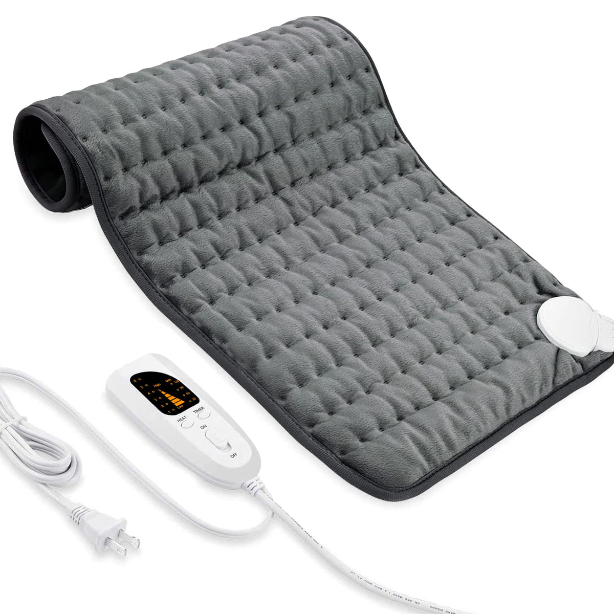 Coussin chauffant VIBOOS sur le dos et la nuque pour soulager les tensions.