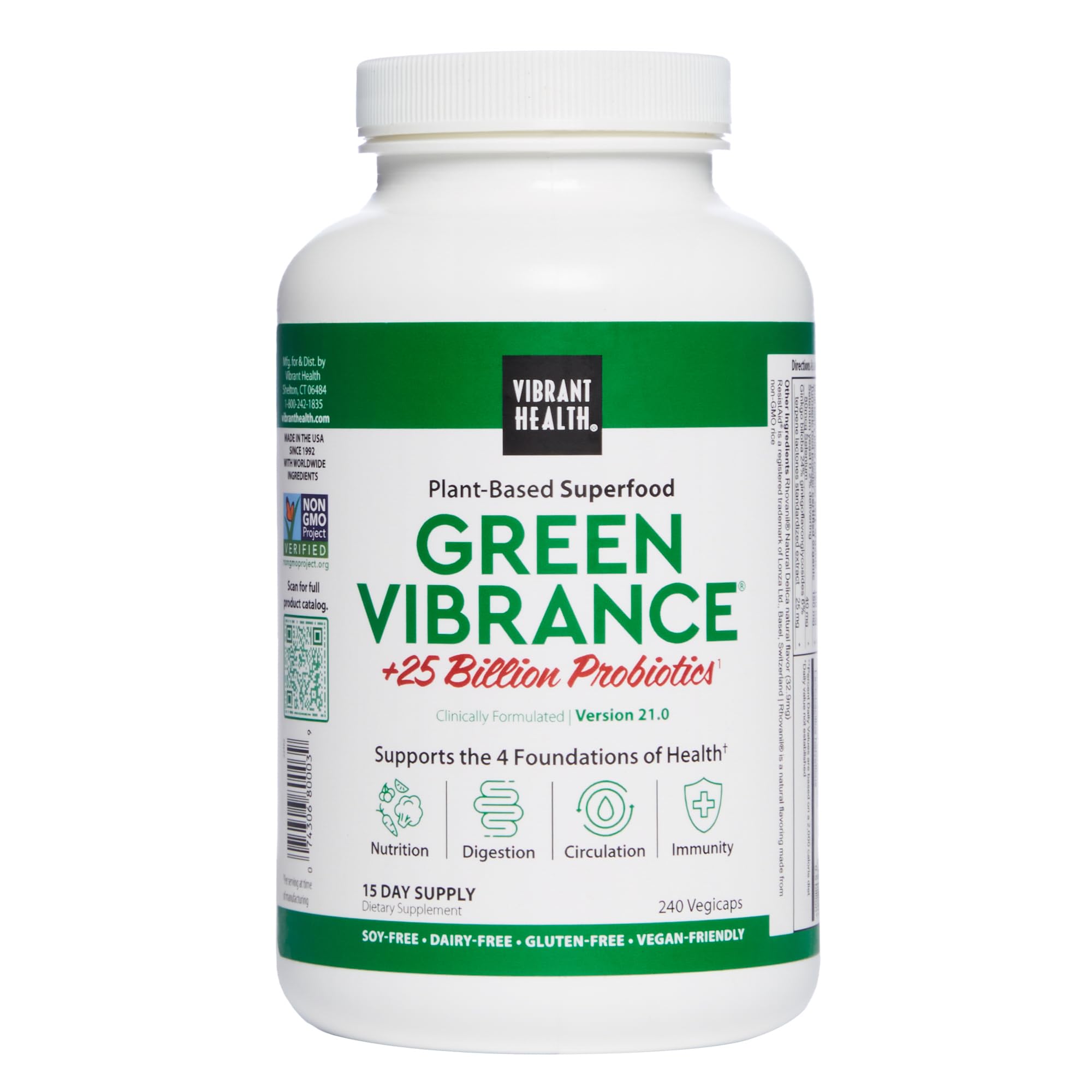 Vibrant Health Green Vibrance, bouteille: soutien énergétique potentiel pour la journée