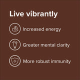 Vibrant Health Green Vibrance ingrédients naturels visibles dans l'emballage, nutriments concentrés pour le quotidien.
