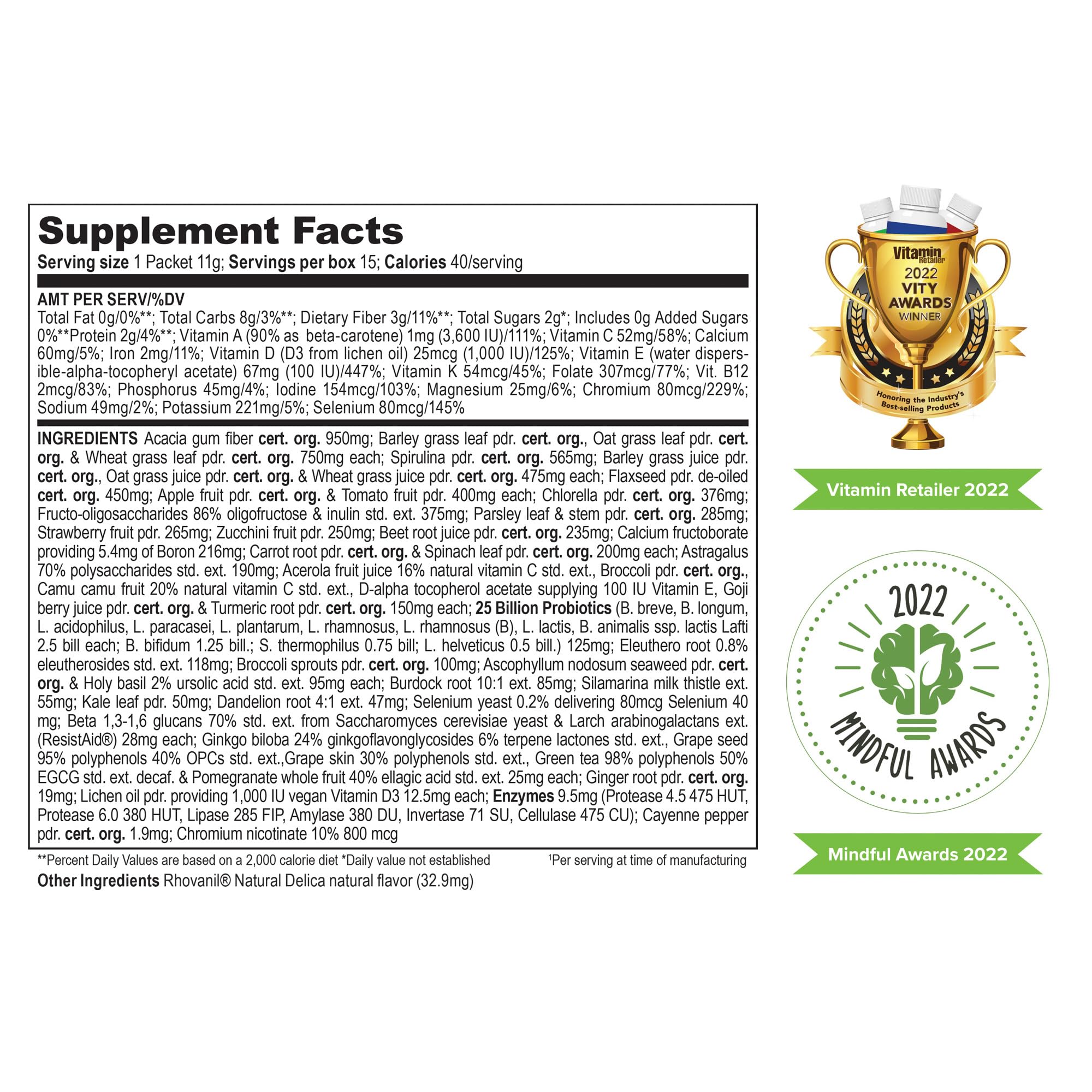 Vibrant Health Green Vibrance, sachet fermé, rangement pratique et frais