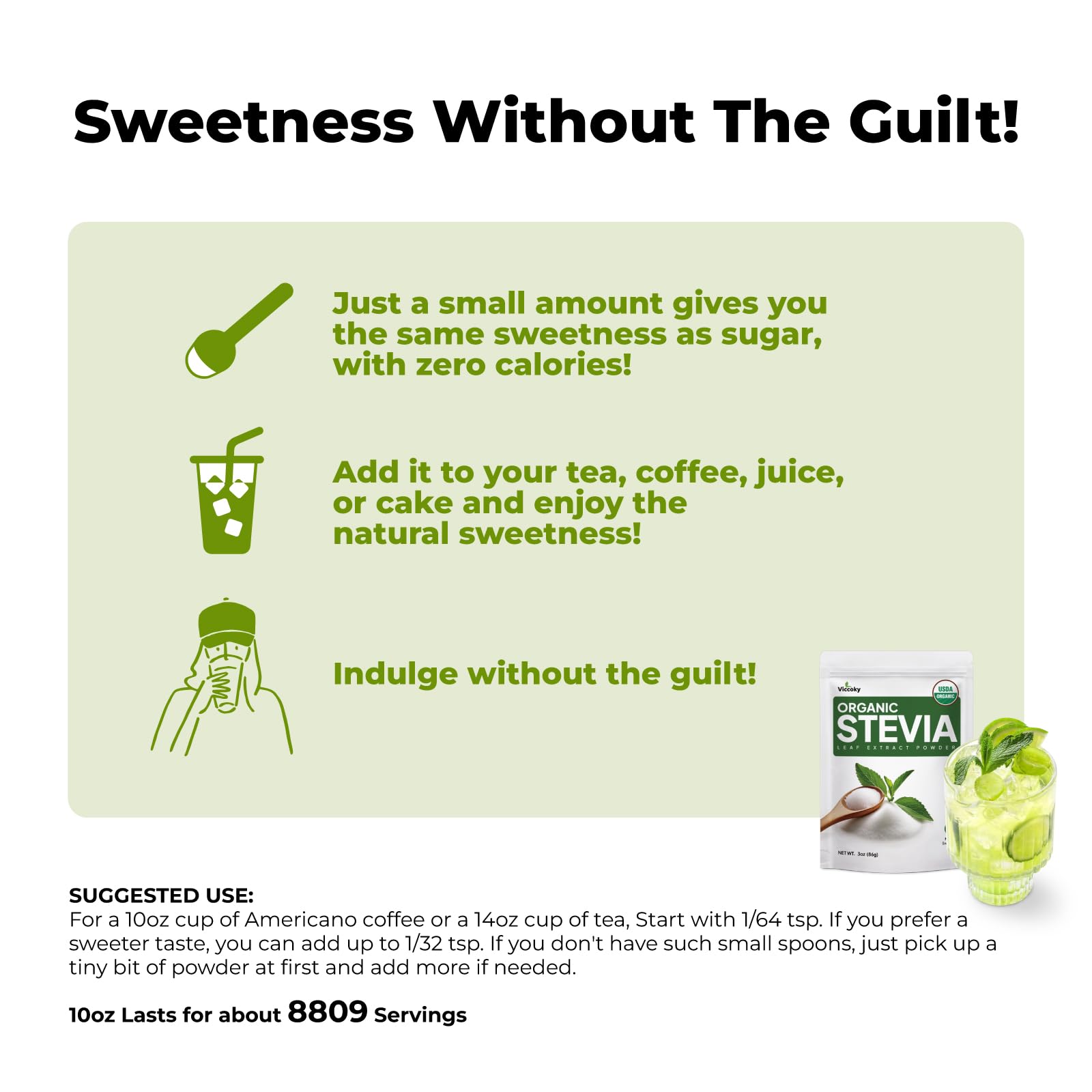 Viccoky stevia-poudre-cuisson-desserts, douceur naturelle pour recettes.