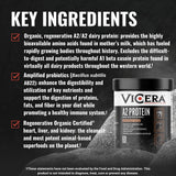VICERA A2 Protéine Poudre texture crèmeuse sans A1 caséine.