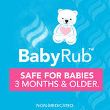 Arômes eucalyptus-rosmarin-lavande de Vicks BabyRub pour un moment apaisant.