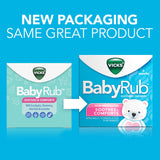 Vicks BabyRub appliqué sur le cou et le dos du bébé, moment calme.