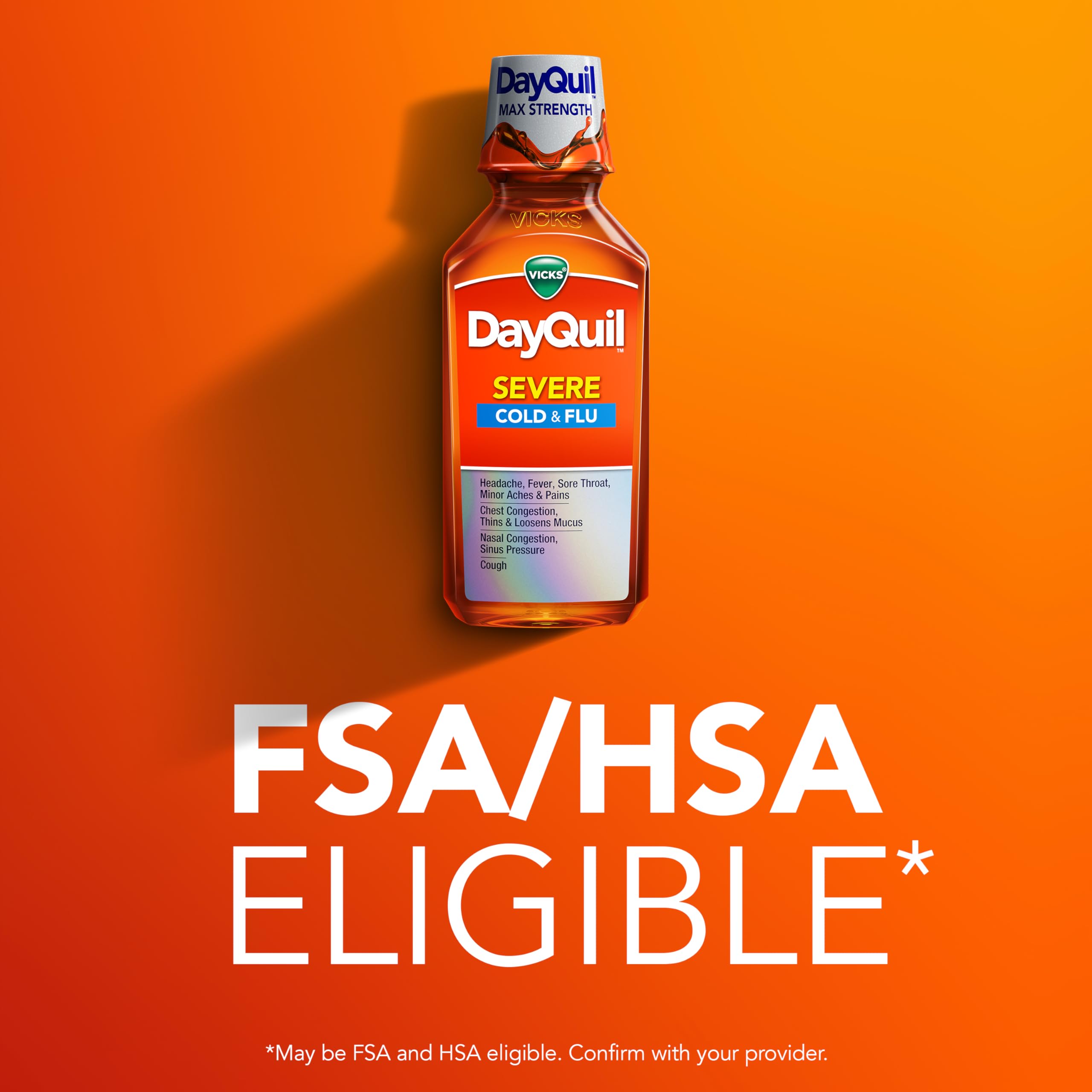 Vicks DayQuil Severe – utilisation diurne pour nez bouché et toux durant la journée.