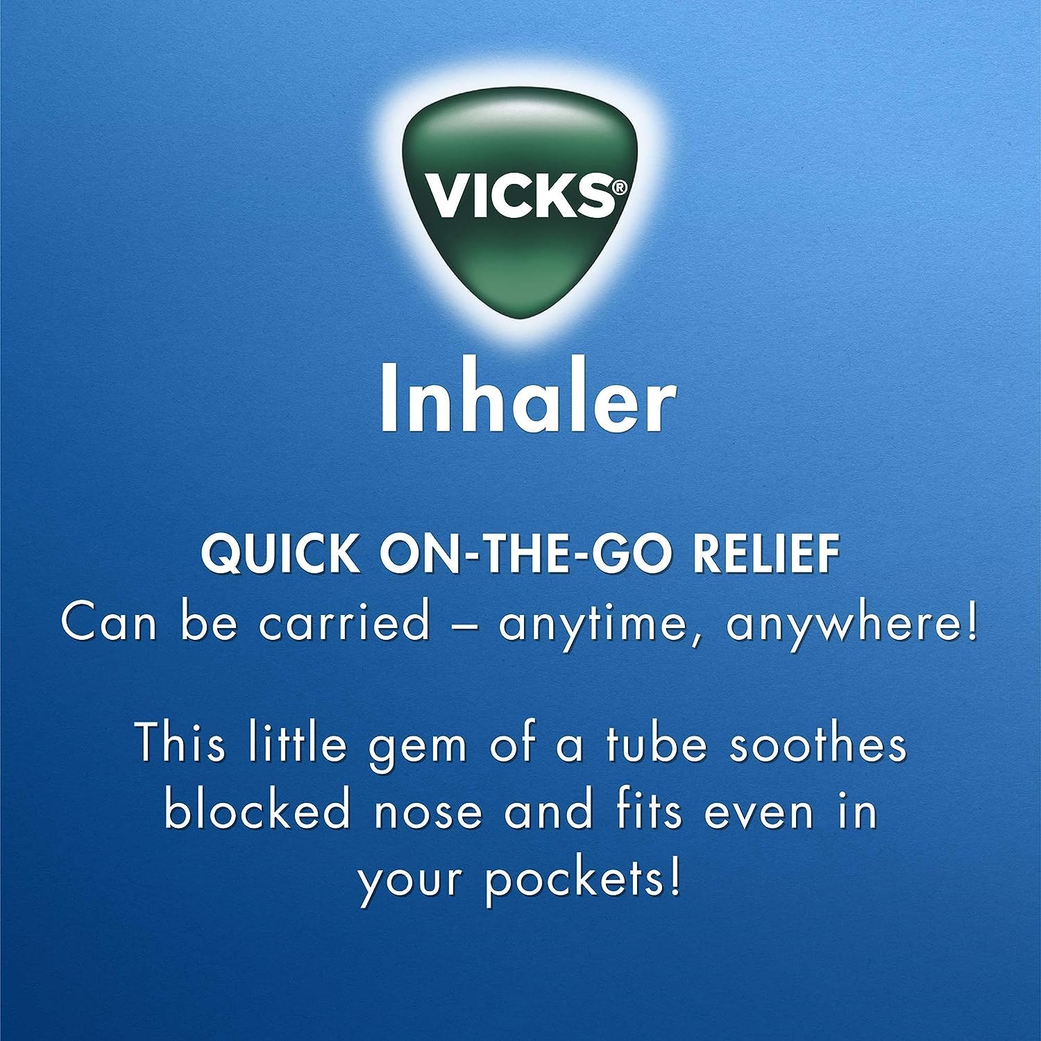 Inhalateur Vicks délivrant un soulagement nasal rapide avec parfum mentholé.