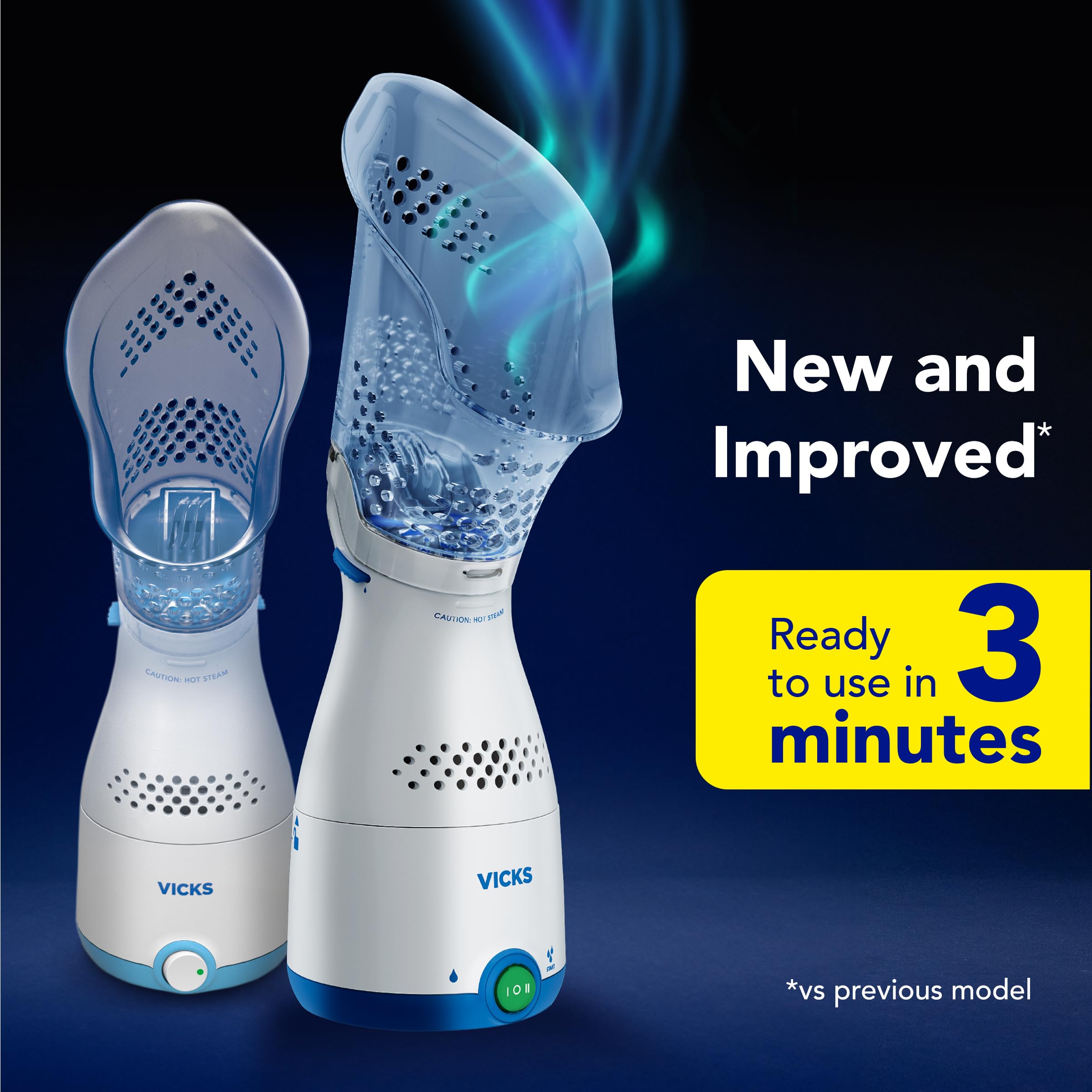 Vicks Inhalateur Sinusal avec brume reglable, pour un confort personnalisé.