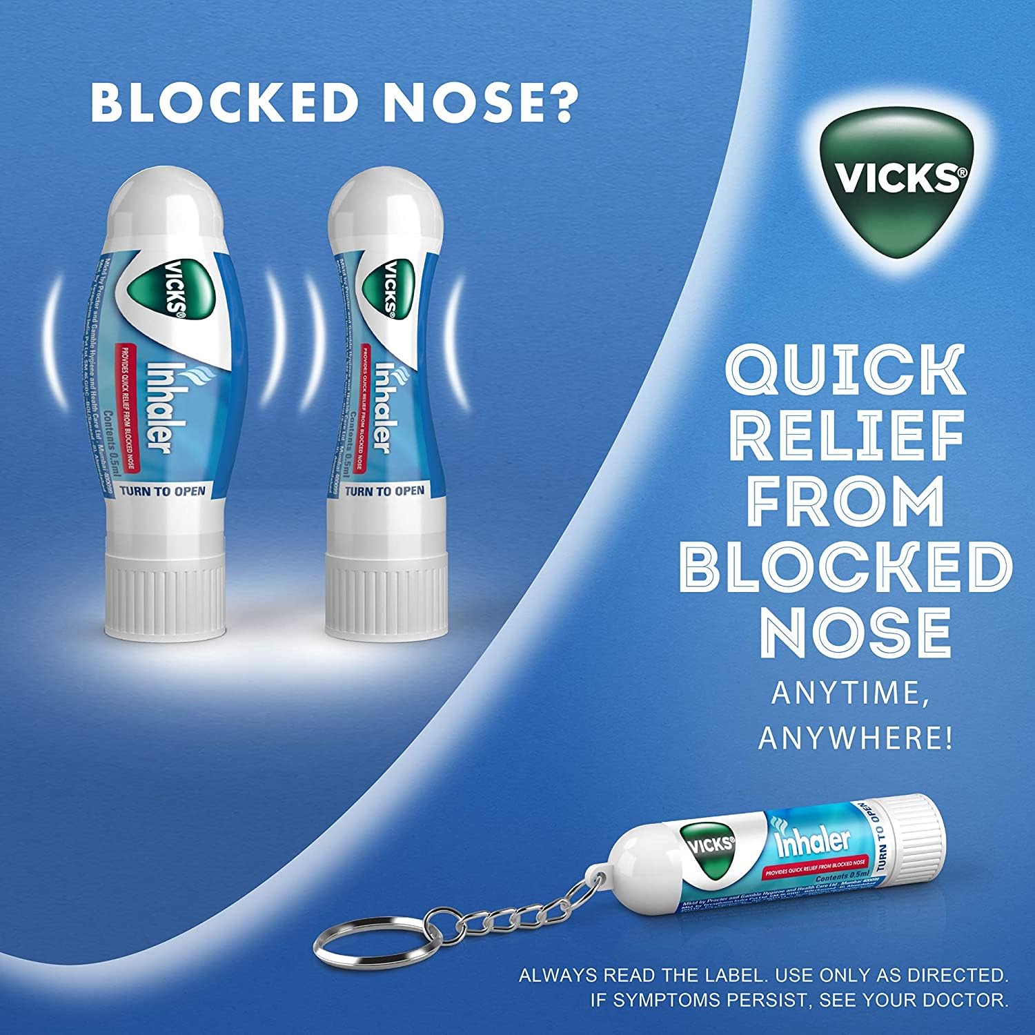 Inhalateur Vicks en mobilité, format compact et discret.