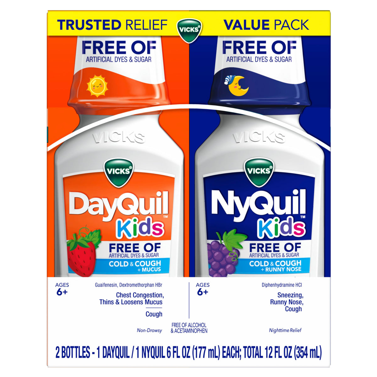 Duo VICKS DayQuil & NyQuil jour framboise, soulagement rapide pendant la journée.