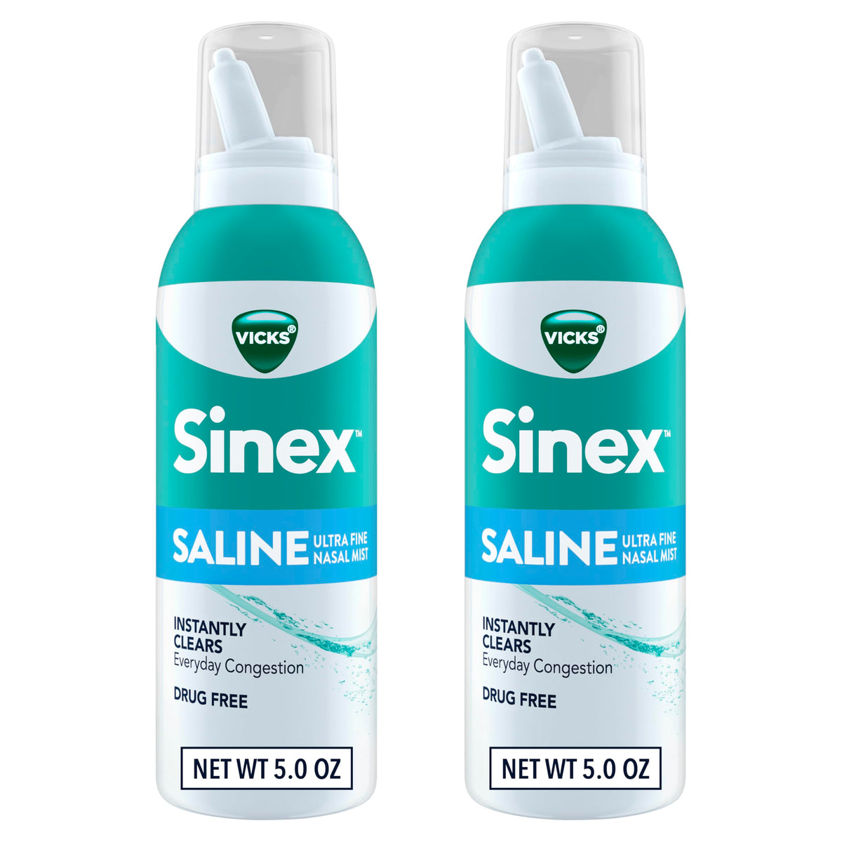 Flacon nasal Vicks Sinex Saline prêt à l’emploi et facile à utiliser