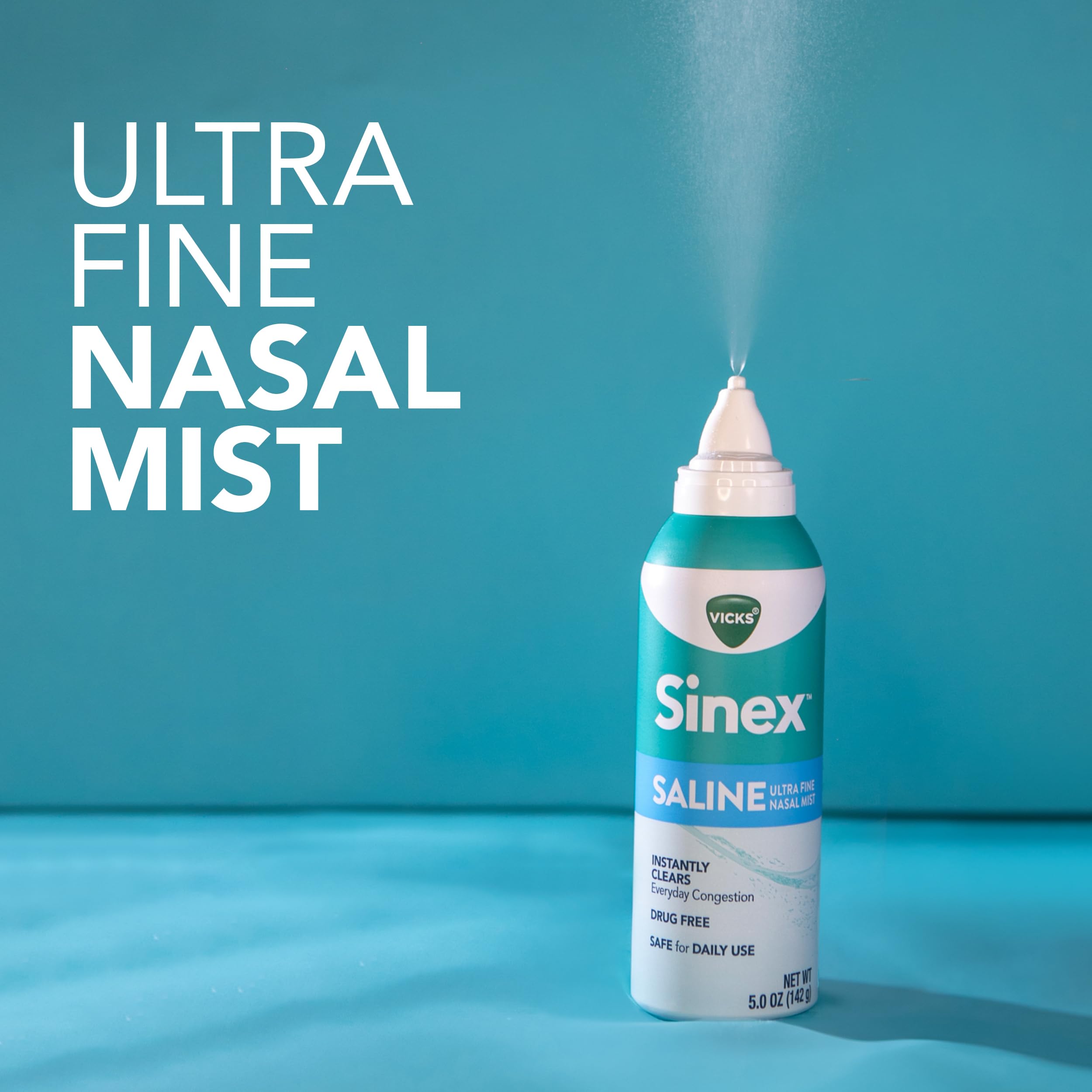 Vicks Sinex Saline Spray usage quotidien: utilisation fréquente selon les besoins.