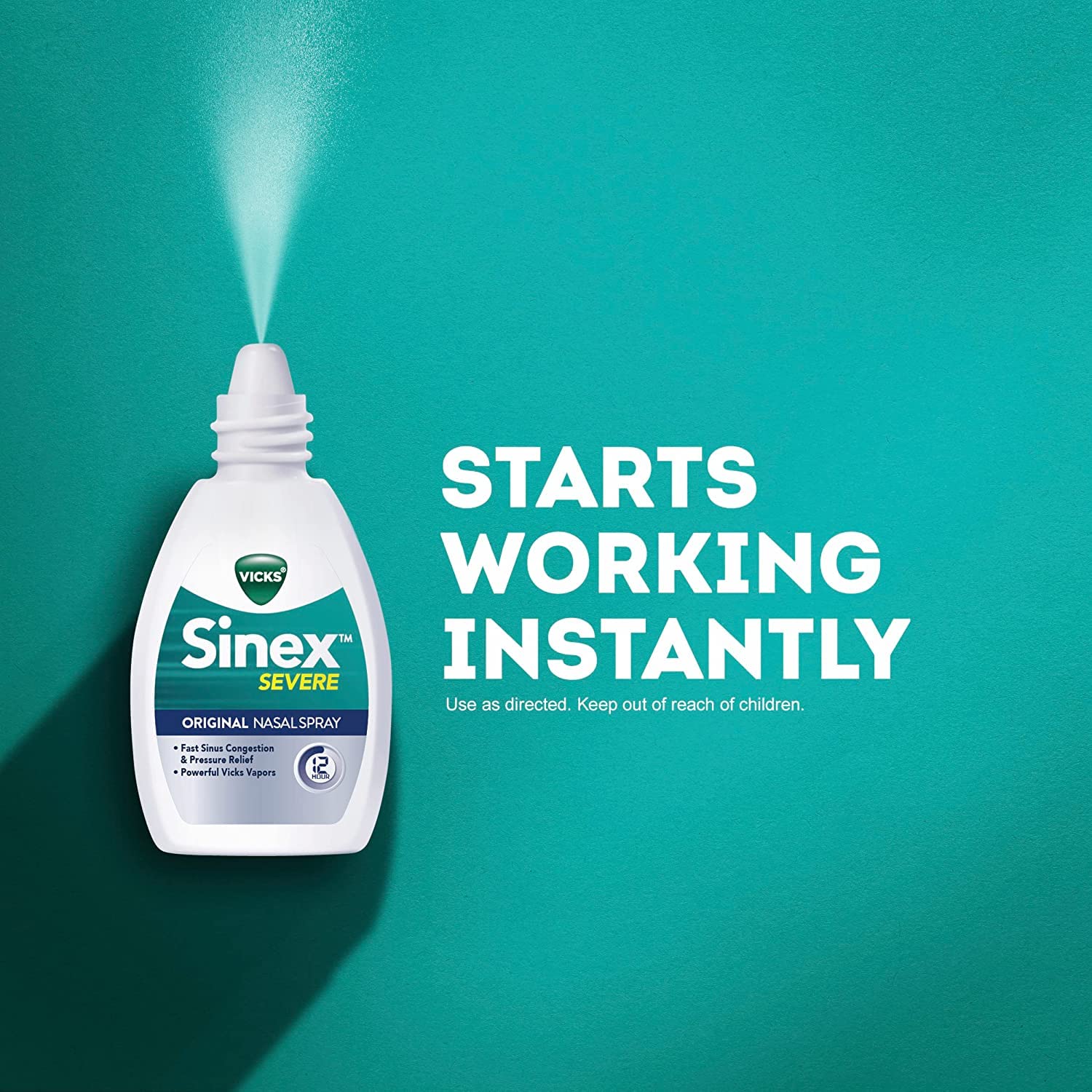 Vicks Sinex Severe sensation mentholée rafraîchissante pour respirer librement.