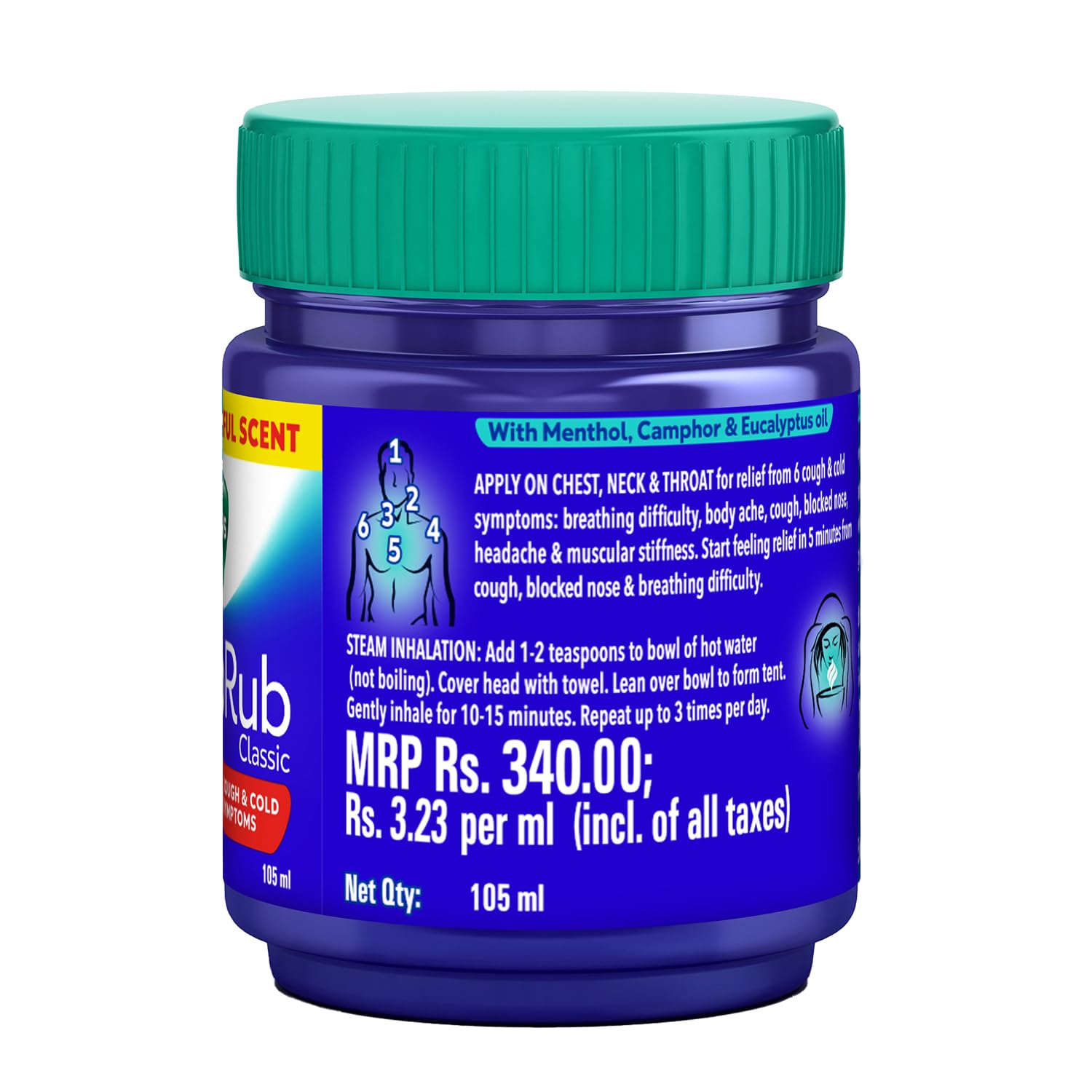 Texture-crème riche du Vicks VapoRub au menthol et eucalyptus.