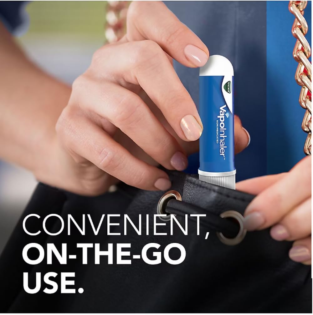 Utilisation simple en déplacement avec Vicks VapoInhaler et ses bâtons parfumés.