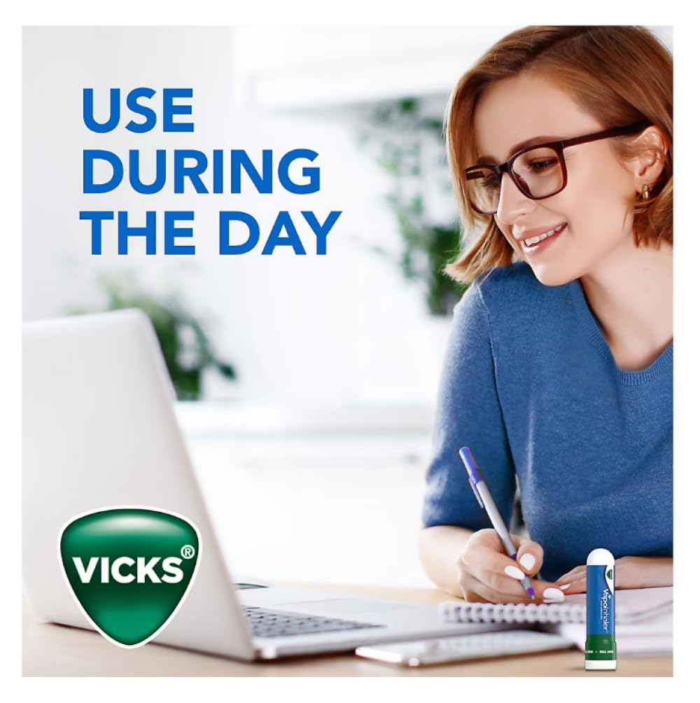 Vapeurs mentholées de Vicks VapoInhaler, sensation rafraîchissante et rapide.