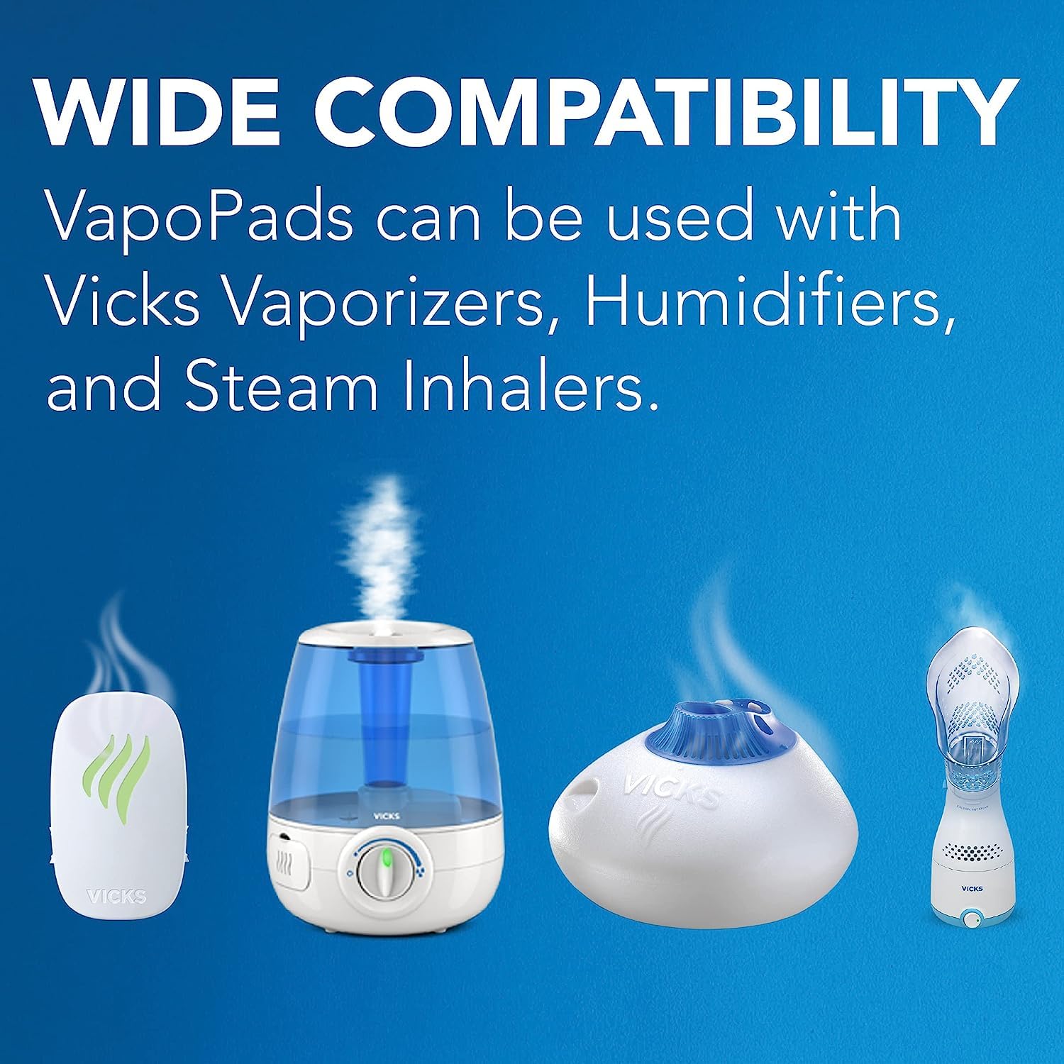 Vicks VapoPads inhalation comfort, diffusion mentholée pendant des heures