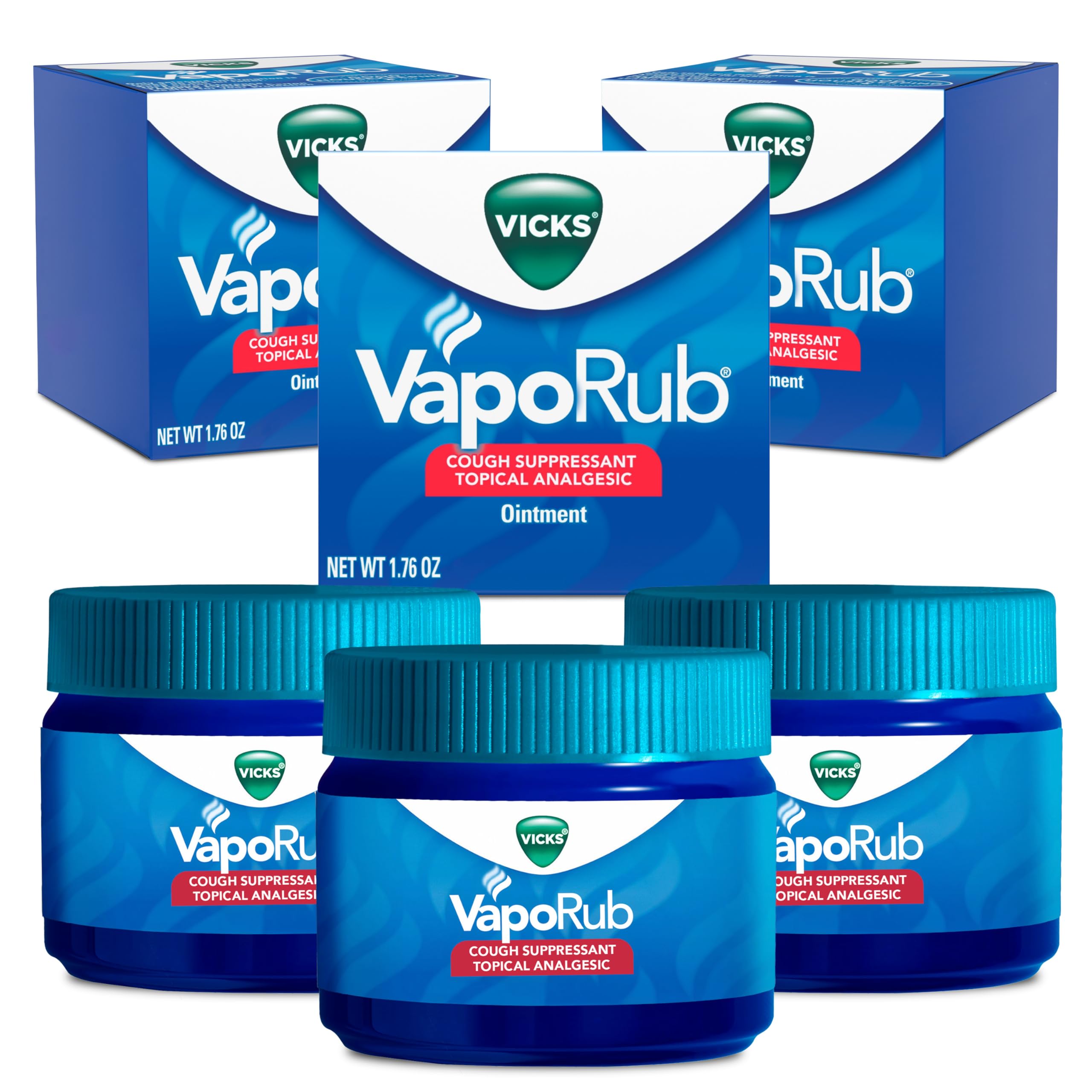 Vicks VapoRub Original appliqué sur la poitrine pour faciliter la respiration.