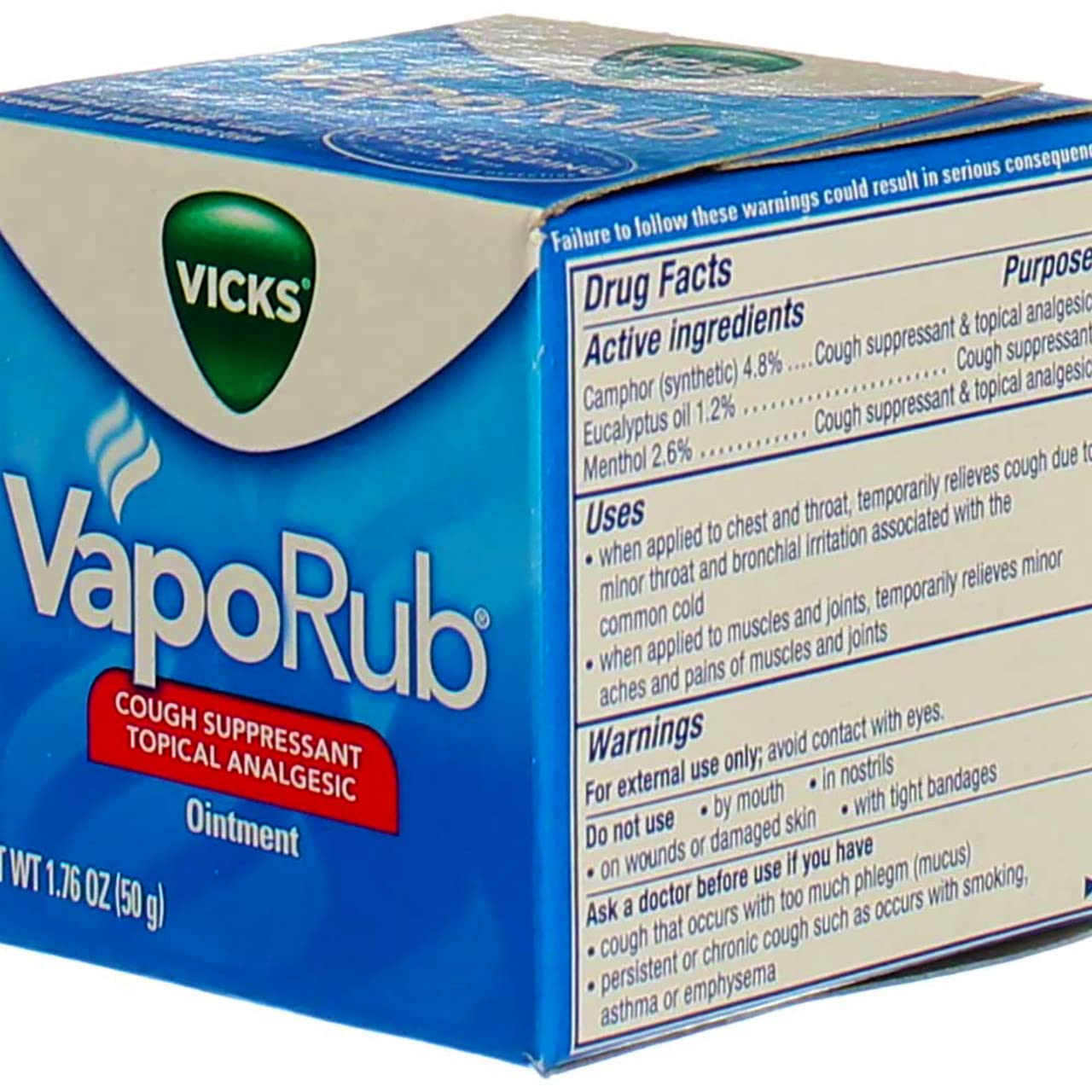 Vicks Vaporub soulage temporairement les symptômes du rhume et de la toux.