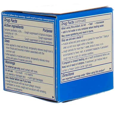 Vicks Vaporub soin topique pour le rhume et les douleurs mineures.