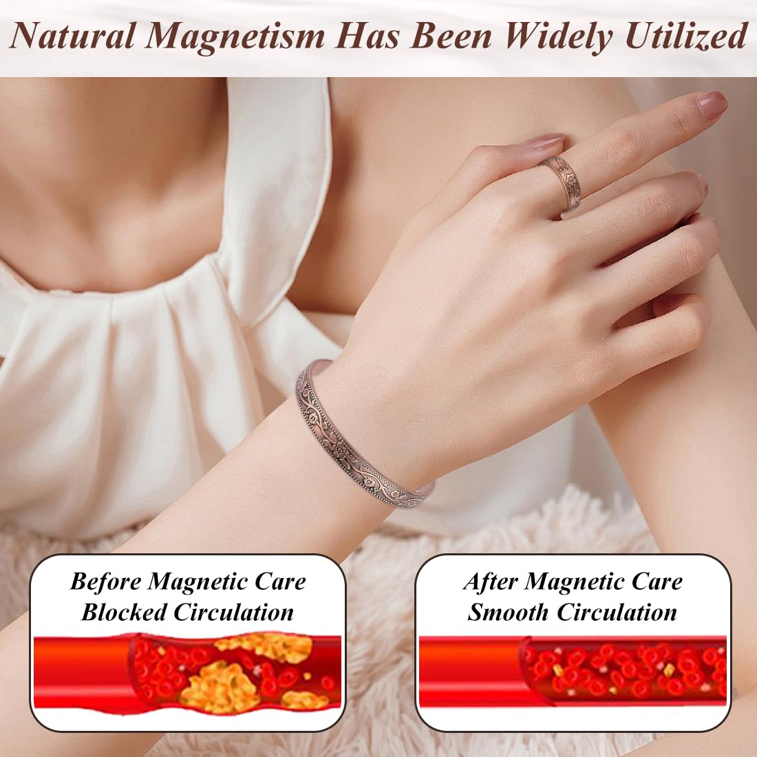 Vicmag bracelet-cuivre-99-9-pur, hypoallergenique et durable sans nickel.