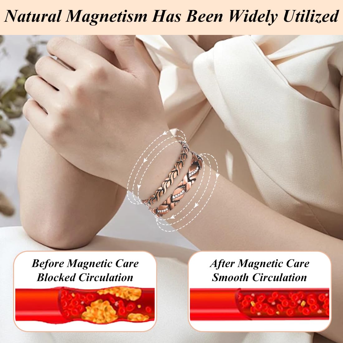 Vicmag bracelet ajustable en cuivre pur s adapte à votre poignet.