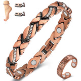 Vicmag bracelet-cheville cuivre avec aimants puissants, vue frontale, confort accru à chaque pas.