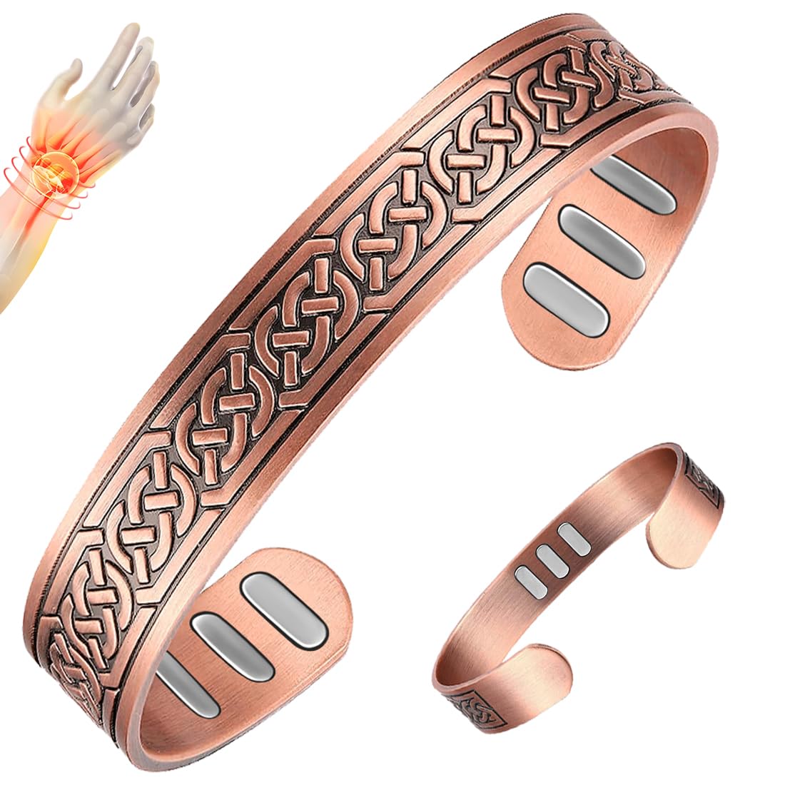 Bracelet Vicmag en cuivre avec 9 aimants 5000 gauss pour le confort quotidien.