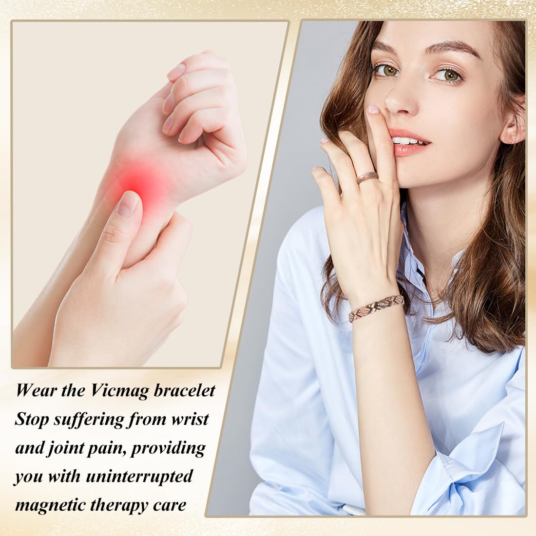 Vicmag bracelet cuivre avec outil d ajustement inclus pour redimensionnement.
