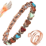 Vicmag bracelet cuivre pur avec coeur agate, design élégant et énergie positive.