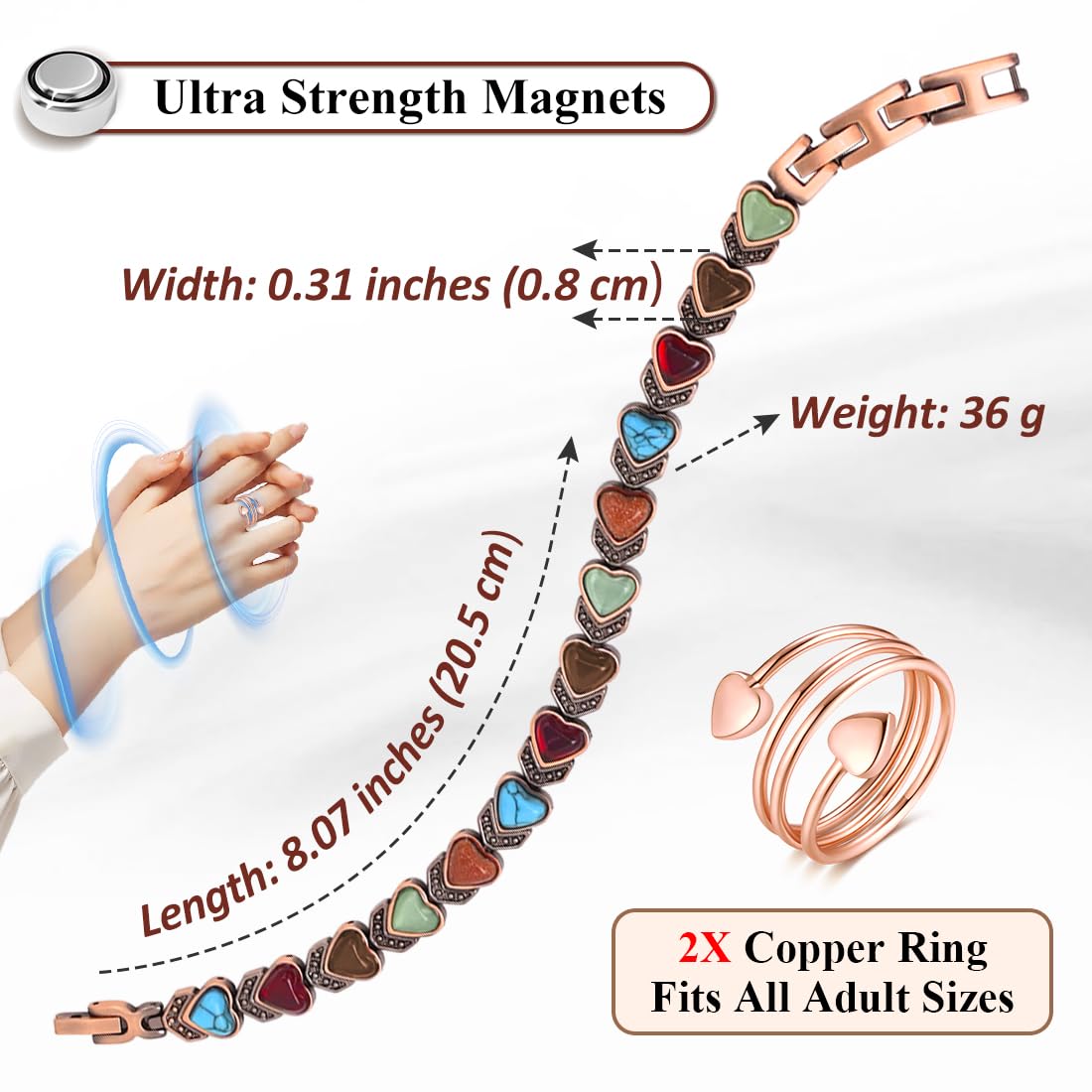 Vicmag longueur ajustable de 20,5 cm pour un ajustement personnalisé.