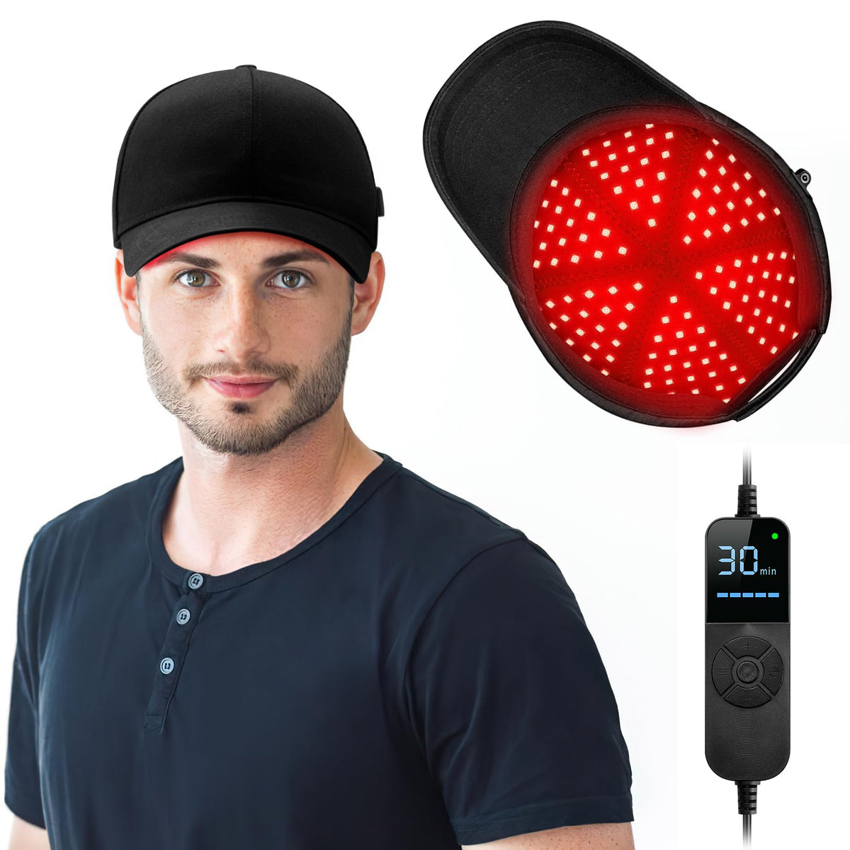 Viconor cap laser cheveux noir ensemble: cap confortable et couverture uniforme.