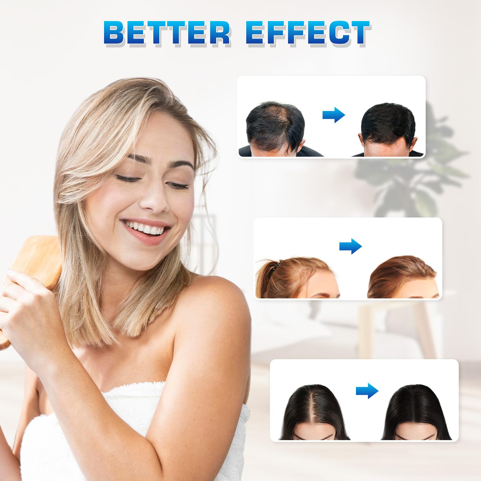 Application du casque laser sur la tête pour cheveux plus fournis.