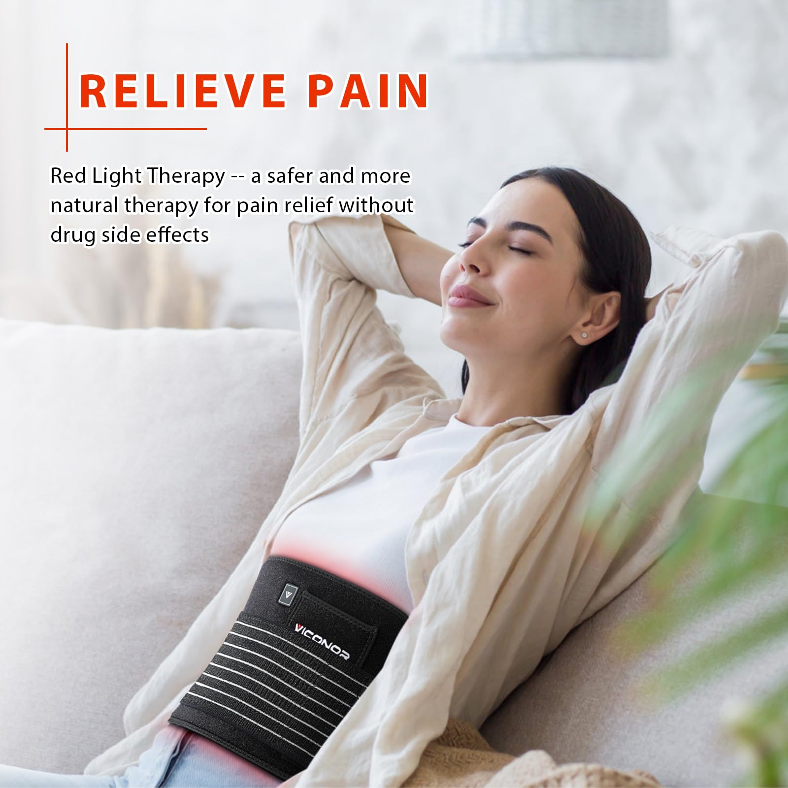 Viconor Ceinture Lumière Infrarouge 850nm, relaxation potentielle après une longue journée.