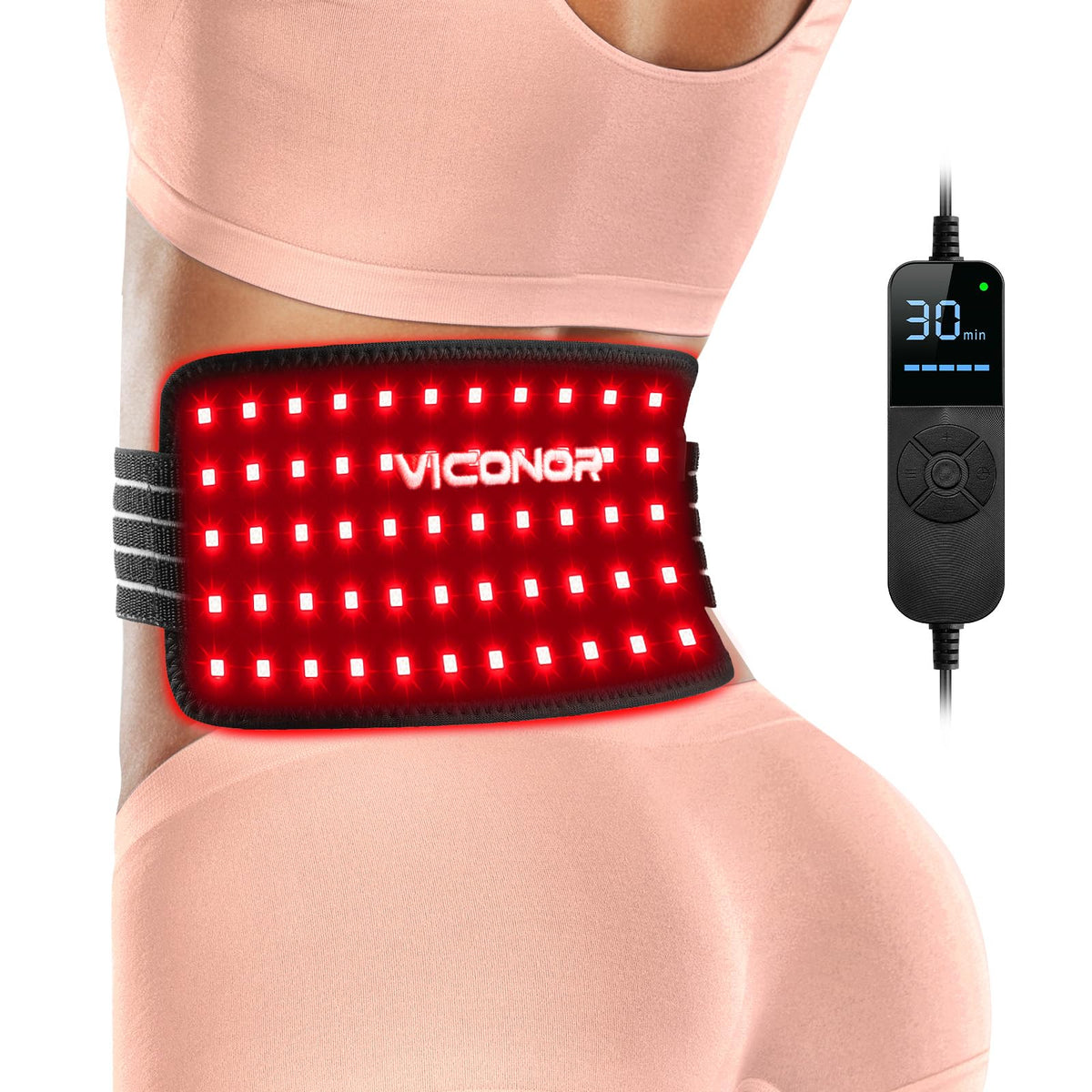 Viconor Ceinture thérapie lumière rouge 660nm favorise la circulation et le soin cutané.