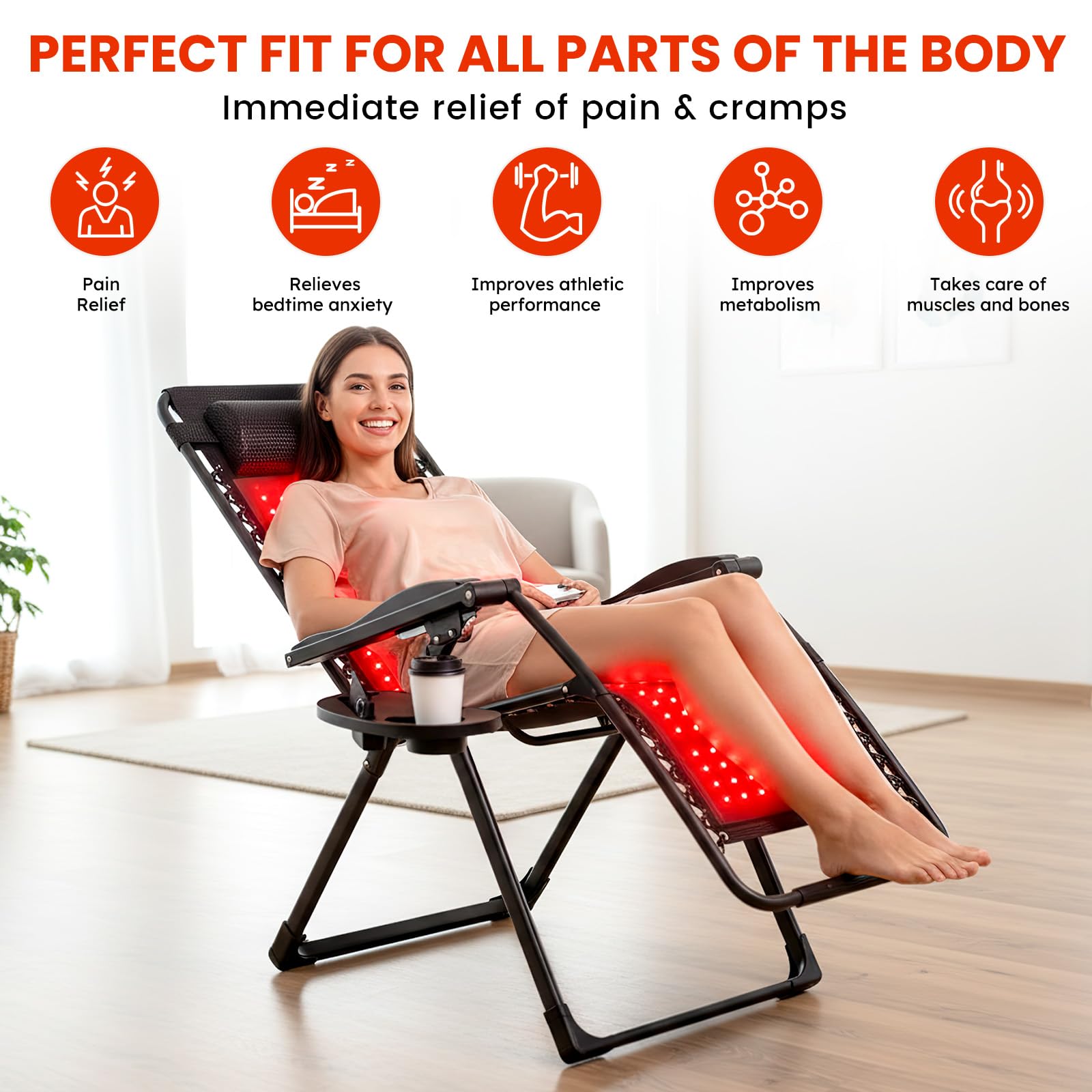 Chaise longue pliante Viconor zéro gravité avec repose-tête pour détente supérieure.