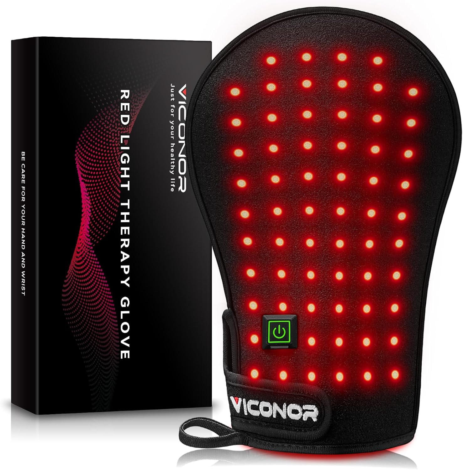 Gants Viconor avec lumière rouge pour mains, soulage fatigue après travail manuel.