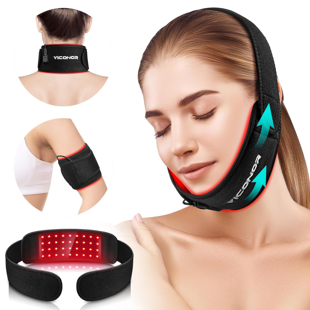 Viconor ceinture lumière rouge pour le cou, confort et relaxation ciblée.